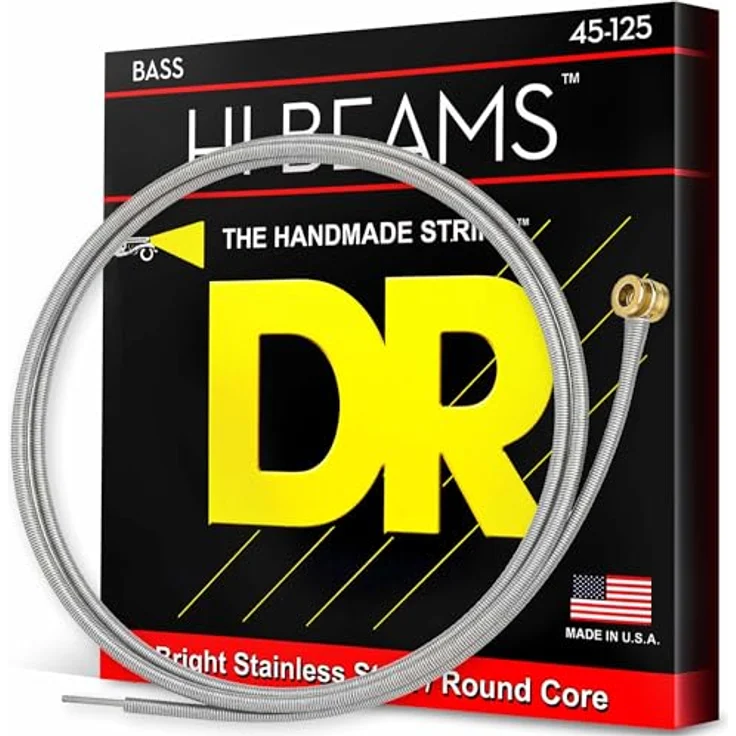 DR Strings Hi-Beam MR5-45, E-Bass Saiten Set, 5-Saiter, Edelstahl, Rundkern, Medium 45-125, langlebig und klarer Ton – Bild 1