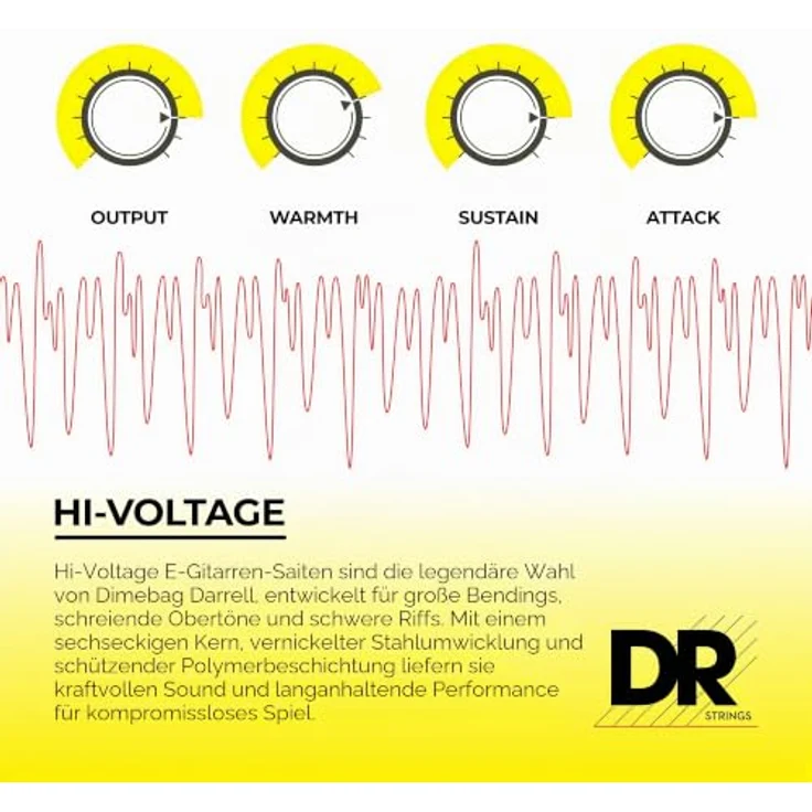 DR Strings HI-VOLTAGE DBG-10 E-Gitarre Medium Saiten 10-46, vernickelter sechseckiger Kern für optimale Stimmhaltung und Langlebigkeit – Bild 3