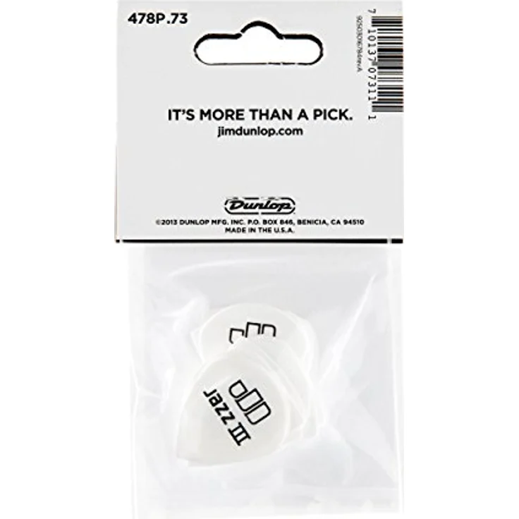 Dunlop Tortex Jazz III White, Plektrum Set 0,73mm, 12 Stück, made in USA – Bild 5