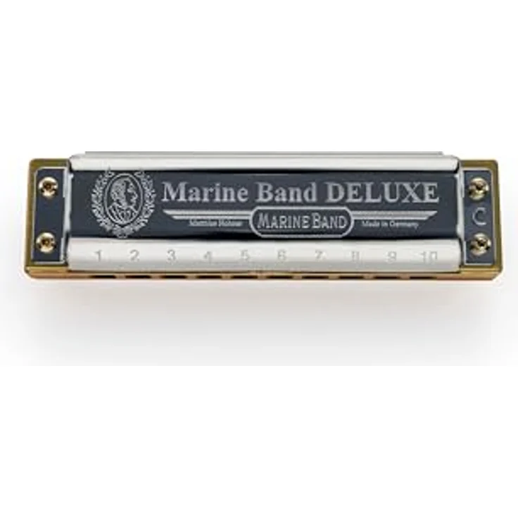 Hohner Marine Band Deluxe Eb, Mundharmonika in Eb-Dur mit 20 Stimmzungen, Holz-Kanzellenkörper und optimiertem Deckeldesign – Bild 2