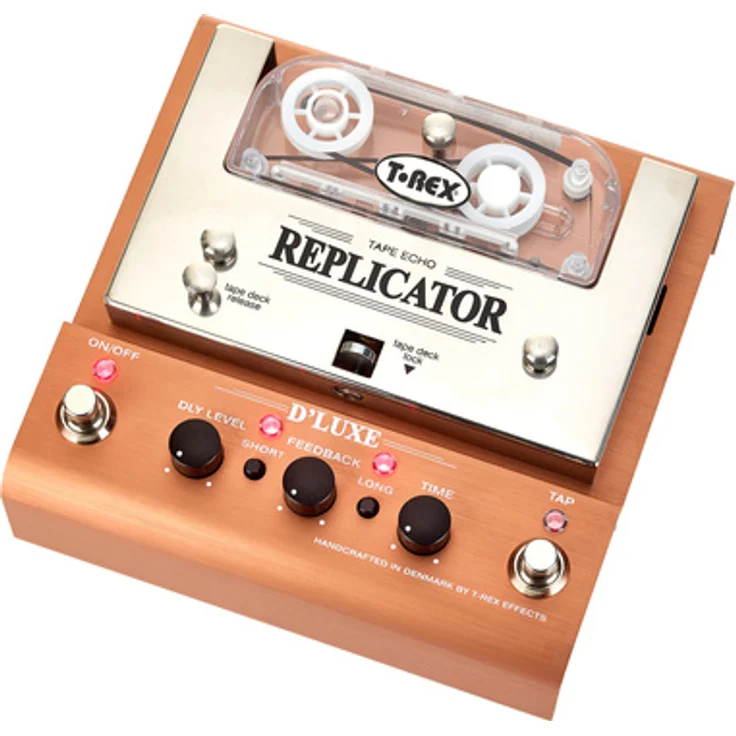 T-Rex Replicator D´Luxe Tape Echo, analoges Bandecho-Pedal mit 2 Wiedergabeköpfen, Tap-Tempo und True-Bypass, inkl. 2x C30 Bandkassette