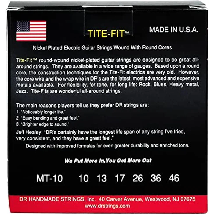 DR Strings Tite-Fit MT-10, E-Gitarrensaiten Satz im 3-Pack, Nickel plated steel, Stärken .010 .013 .017 .026w .036w .046w – Bild 3