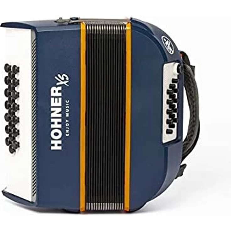 Hohner XS Akkordeon Knopf, C-Griff, 21 Diskantknöpfe, 15 Bässe, blau, inkl. Gig Bag und Tragegeschirr für Kinder – Bild 2