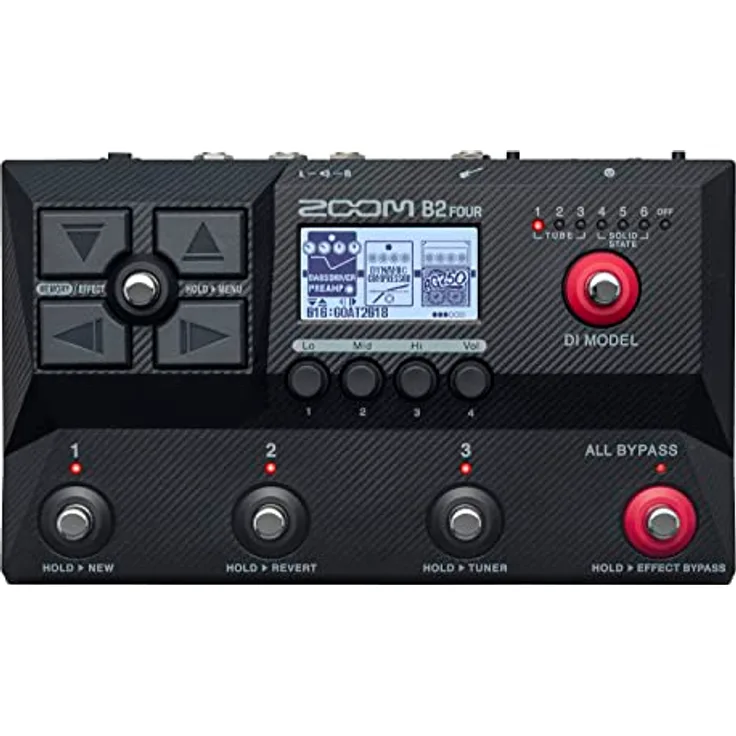 Zoom B2 FOUR, Bass Multi-Effektpedal mit Amp- und DI-Emulation, Looper und Rhythmusmaschine, für Bühne und Recording