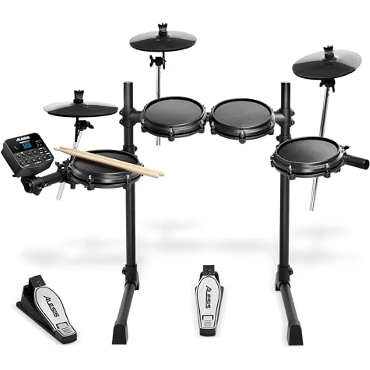 Alesis Turbo Mesh Kit, E Schlagzeug Elektronisch mit 8-Zoll-Mesh-Snare, 10 klassischen Kits, 30 Play-Along-Tracks und Drumsticks – Bild 1