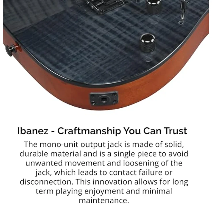 Ibanez GRGR221FA-TDK, E-Gitarre mit Okoume Korpus, geflammter Ahorn Optik, geröstetem Ahorn Hals, Purpleheart Griffbrett, 2x IBZ 6 Humbucker, Transparent Indigo Black – Bild 8