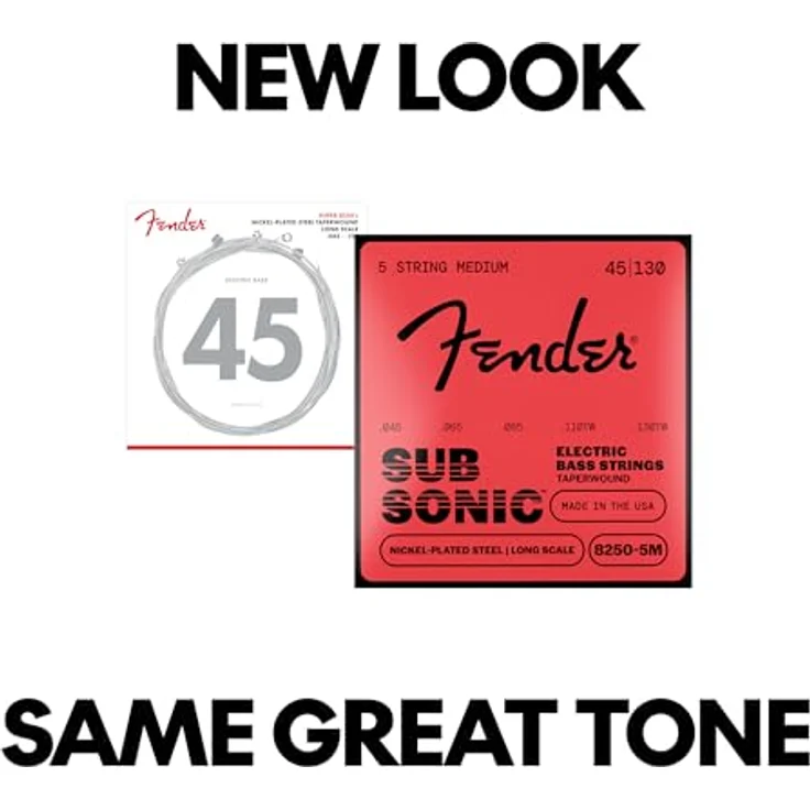 Fender 8250 Bass Strings, Nickel Plated Steel Taper Wound, Long Scale, Gauges .045-.130, 5er Set – Bild 5