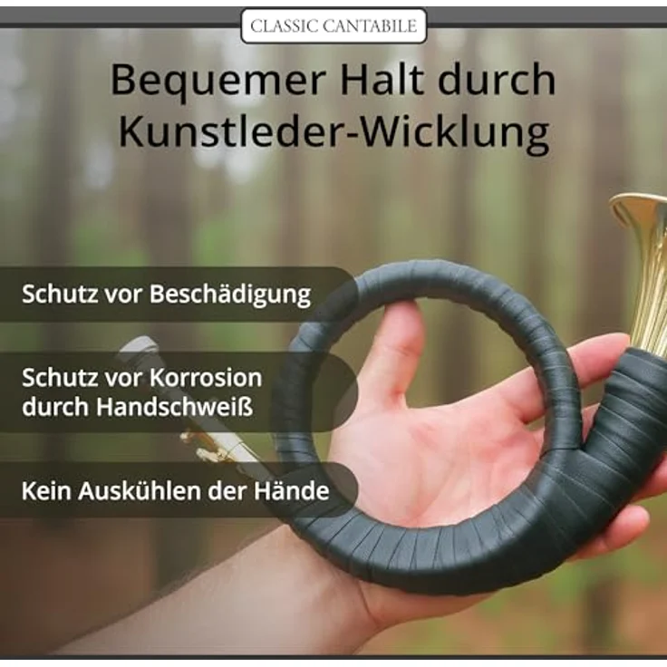 Classic Cantabile FPH-100 Fürst-Pless-Horn, B-Stimmung, Messing, mit Trompetenmundstück und Tasche, schwarz – Bild 3