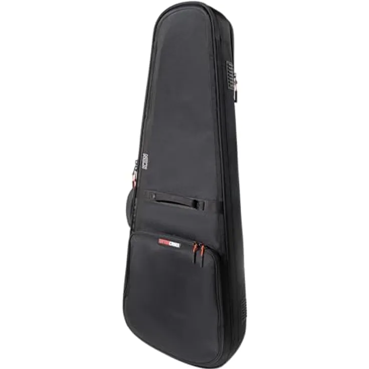 Gator Icon Semi Hollow Guitar BK, Gigbag für Semi Hollow E-Gitarre, witterungsbeständiges schwarzes 1000D Nylon, inklusive Regenhülle und versteckter Tasche