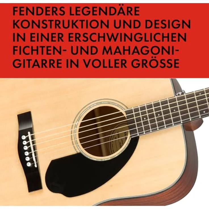 Fender CD-60S Dreadnought Akustikgitarre, Mahagoni-Korpus, Walnussgriffbrett, Natur, inkl. Kostenloser virtueller Unterricht – Bild 4