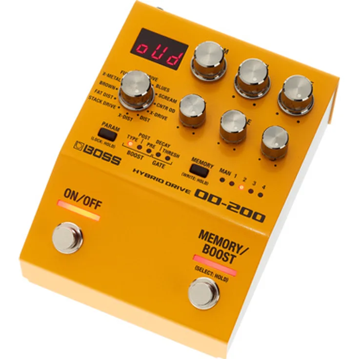 Boss OD-200 Hybrid Overdrive, Overdrive-Pedal mit 12 Effekten, LED Display, MIDI und 4 Speicherplätzen