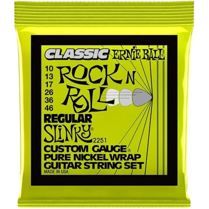 Ernie Ball 2251 Classic, Gitarrensaiten aus reinem Nickel, Stärken 10-46, Sound der Sixties