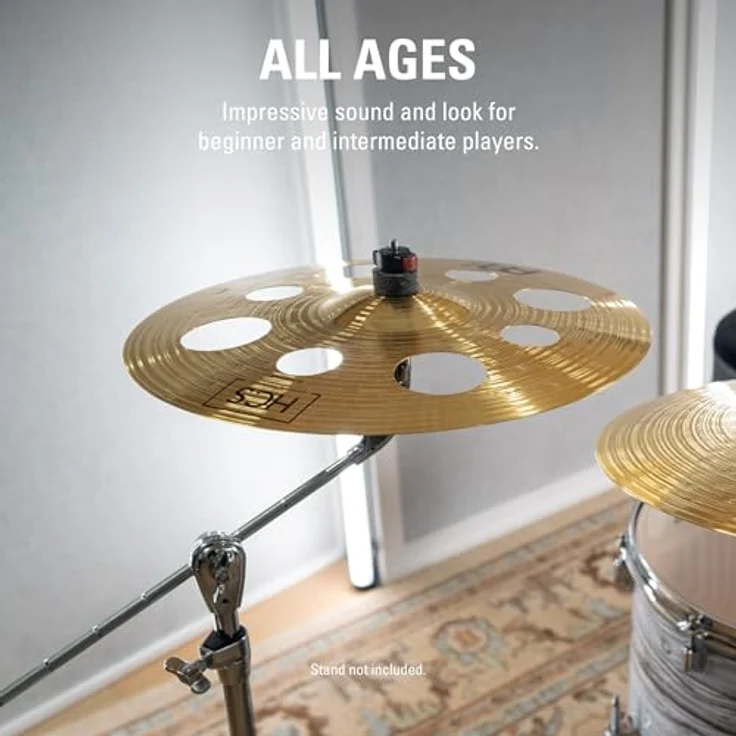 Meinl Cymbals HCS Trash Crash 16 Zoll, Schlagzeug Becken mit Löchern aus Messing, traditionelles Finish (HCS16TRC) – Bild 5