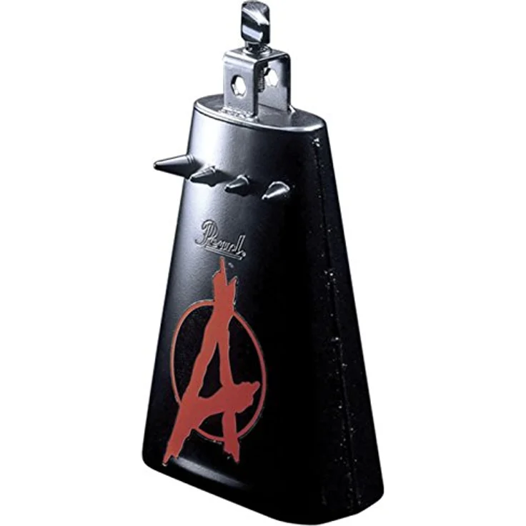 Pearl PCB20 Anarchy Cowbell, Kuhglocke mit blutrotem Anarchy-Symbol und Metall-Spikes, Maße 25,4 x 8,9 cm – Bild 1
