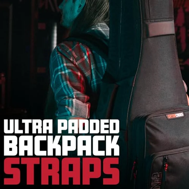 Gator Icon 2 E-Gitarren Gigbag, schwarz, für 2 Gitarren mit versteckten Rucksackgurten und abnehmbarer Nackenstütze – Bild 5