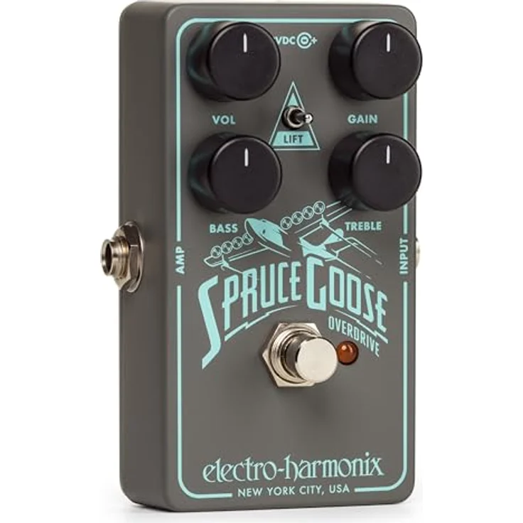 Electro Harmonix Spruce Goose Overdrive, Effektpedal für E-Gitarre mit weicher Übersteuerung, 3 Gain-Einstellungen und erweiterter EQ – Bild 3