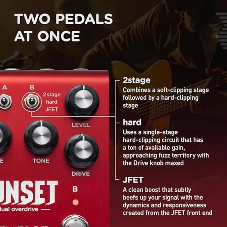 Strymon Sunset Dual Overdrive, Effektpedal mit JFET-Stufe, SHARC DSP, True Bypass, 9V DC Netzadapter – Bild 4