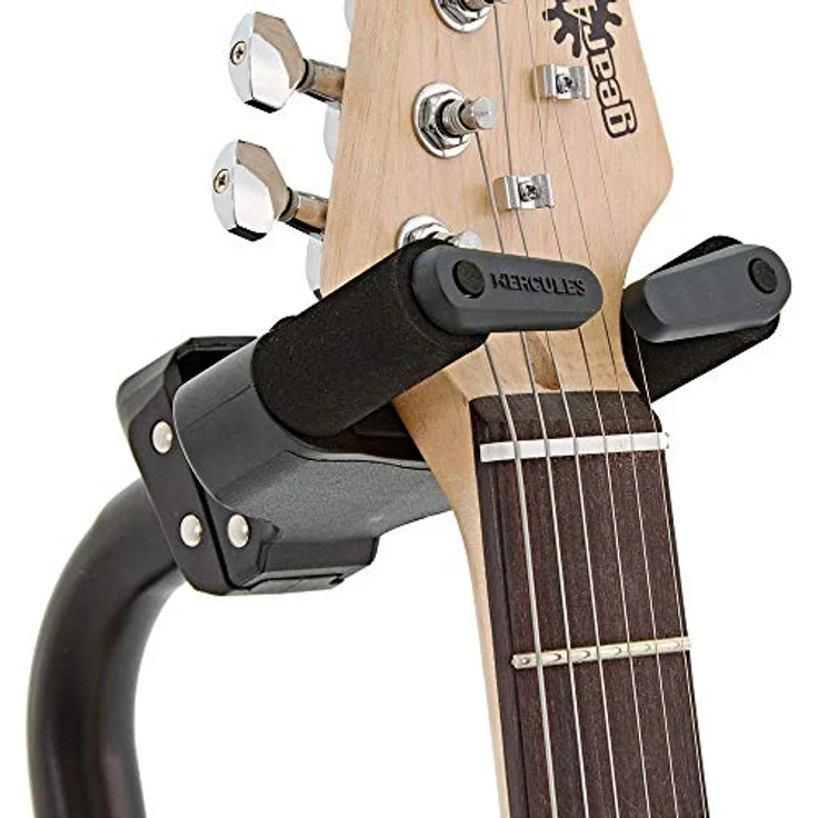 Hercules Stands HCGS-414B+, AGS PLUS Gitarrenständer für alle E-Gitarren und Akustikgitarren mit Auto-Grab Halterung, Höhenverstellbar 95-115 cm, Moosgummipolsterung, N.I.N.A. für schmale Hälse – Bild 4