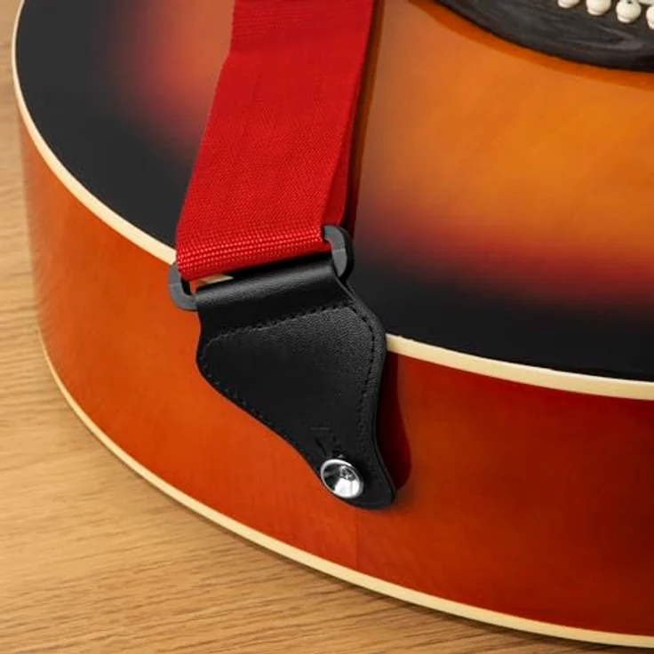 Tiger STP2-RD Nylon Gitarrengurt, 4,5 cm breit, verstellbar von 91 cm bis 150 cm, passend für akustische, klassische, elektrische Gitarren und Bässe, rot – Bild 4