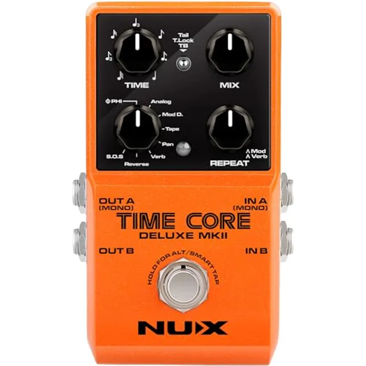 NUX Time Core Deluxe mkII, Digital Delay Pedal mit 7 Verzögerungstypen und 40 Sekunden Looper-Funktion, Stereo/Mono