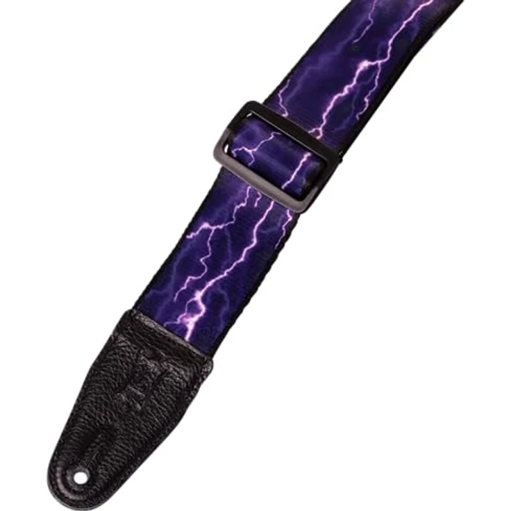 Levys Poly Strap MP-18, Gitarrengurt aus Polyester mit Lederendstück und Gleitschnalle, 2" Breite, violett, made in Canada – Bild 5