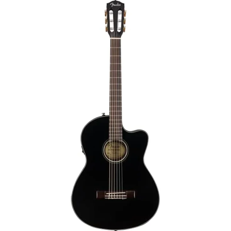 Fender CN-140SCE Thinline Black, Konzertgitarre mit massiver Zederdecke, Cutaway und Fishman Elektronik, schwarz hochglanz – Bild 2