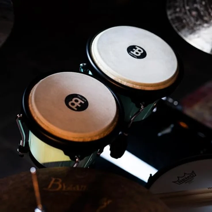 Meinl HB50SF Journey Bongo Green, 6,5" Macho & 7,5" Hembra, ABS Kunststoff, handselektierte Wasserbüffelfelle, schwarze Hardware, Seafoam Green – Bild 8