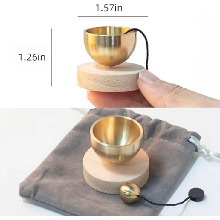 iwoohome Klangschalen-Set, Mini-Meditations-Klangschale aus poliertem Messing, 4 cm Durchmesser für Yoga, Meditation und Stressabbau – Bild 2