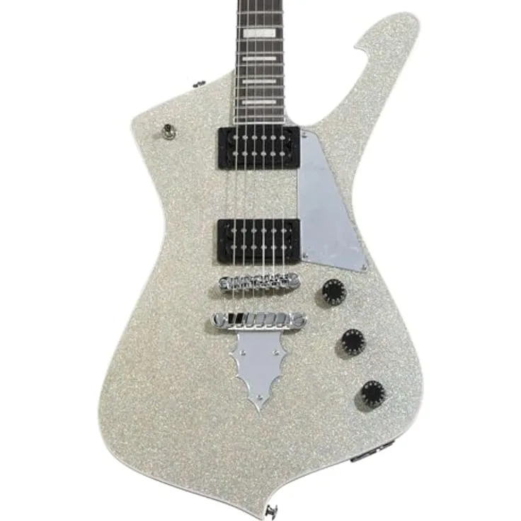 Ibanez Paul Stanley PS60-SSL, E-Gitarre in Silver Sparkle mit sorgfältiger Verarbeitung und ausgewählten Materialien