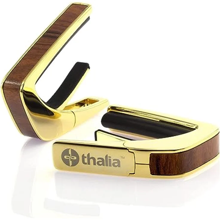 Thalia Capo Wood Collection Santos Rosewood Gold, hochwertiger Kapodaster mit Ein-Hand-Bedienung und austauschbaren Fretpads für verschiedene Griffbrett-Radien – Bild 1