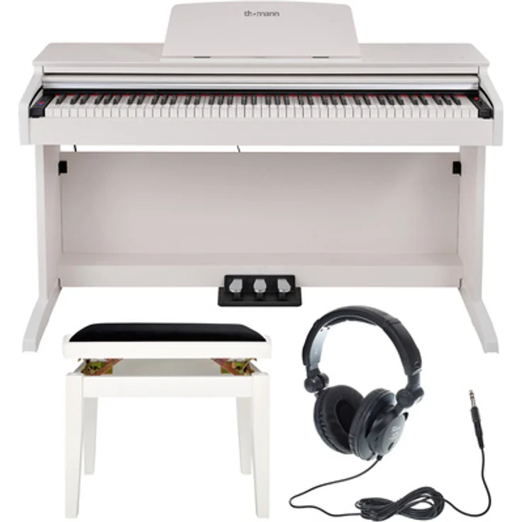 Thomann DP-32 WH Set, Digitalpiano mit Klavierbank und Kopfhörer, weiß