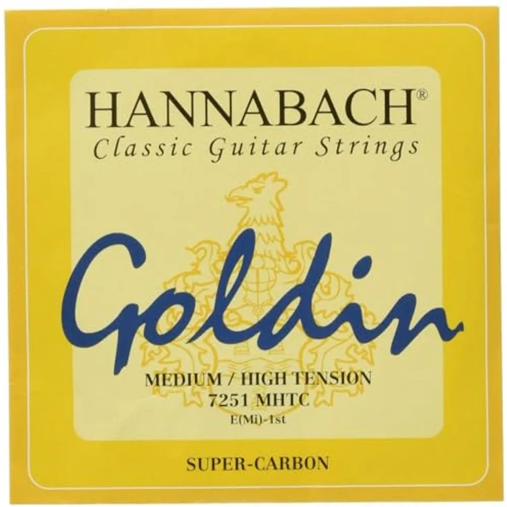Hannabach Klassikgitarrensaiten Serie 725 Medium/High Tension Goldin Super Carbon, E1 0,62 mm, made in Germany – Bild 1