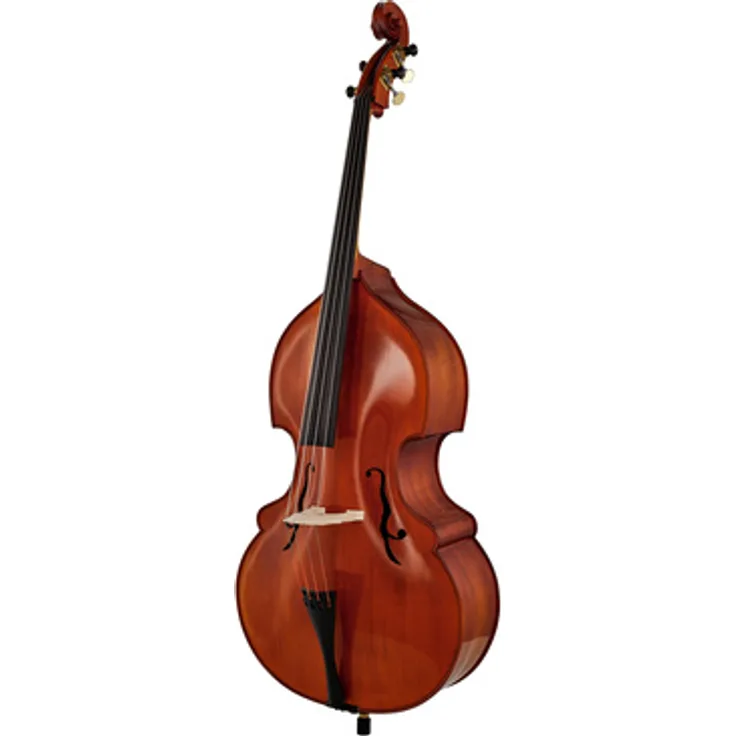 Meister Rubner Double Bass No.68B 3/4, vollmassives Künstlerinstrument mit deutscher Fichtendecke und geflammtem Ahornboden, dunkel-rotbraune Antik-Handlackierung
