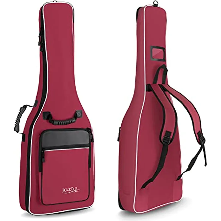ROCKTILE 3/4 und 7/8 Klassik-Gitarrentasche, gepolsterter Gigbag mit Rucksackgarnitur, 2 Außentaschen, weinrot