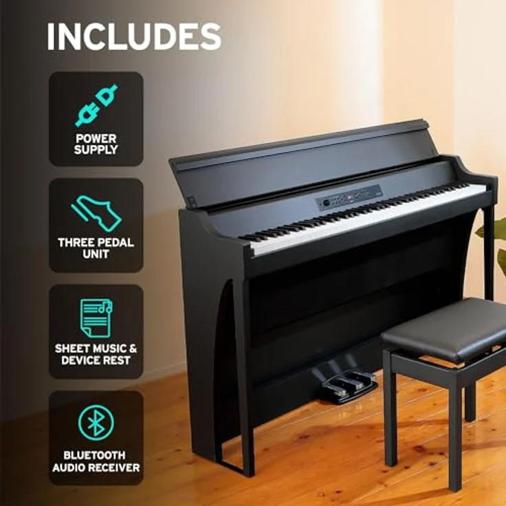 Korg G1 B Air BK, Digital Piano mit 88 Tasten RH3, 29 Sounds, Bluetooth und leistungsstarkem Lautsprechersystem, schwarz matt – Bild 5