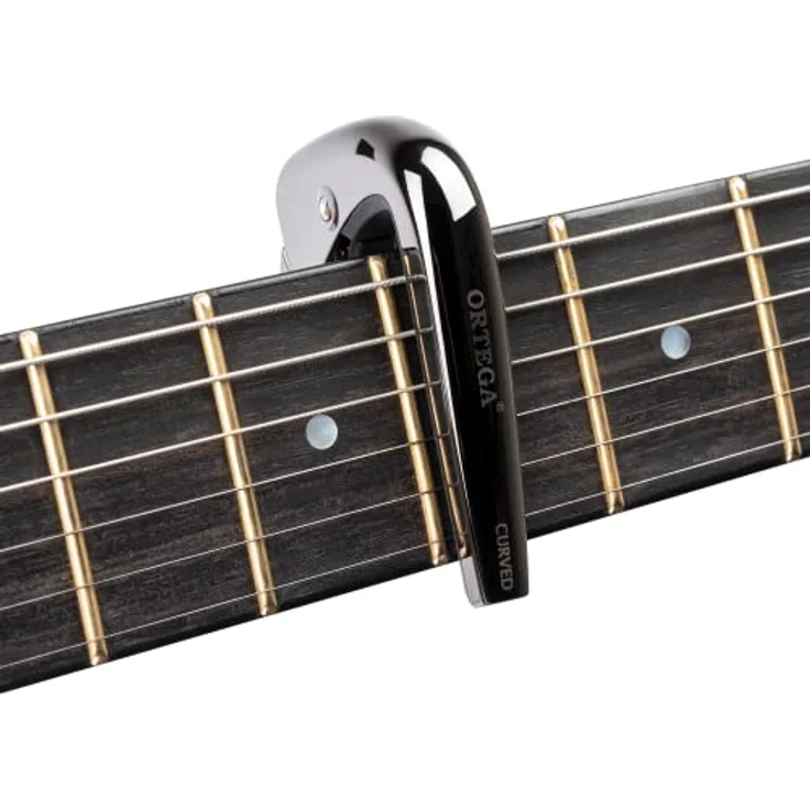 Ortega TNCAPOCV-BCR Kapodaster, Aluminium Black Chrome Edition für Gitarren mit gewölbtem Griffbrett bis 52mm, Quick-Lock-System – Bild 3
