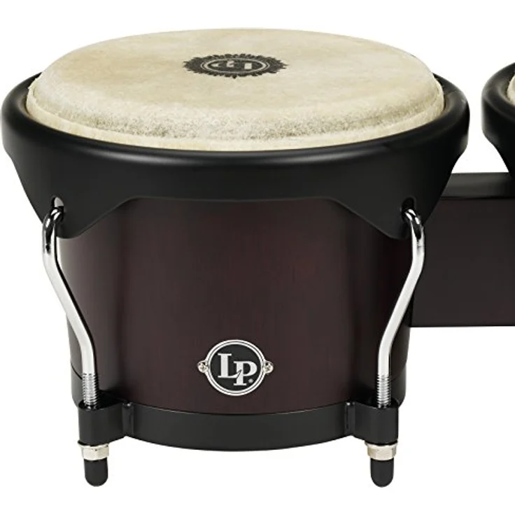LP City Series Bongo Set LP 601NY-DW, 6" + 7" Durchmesser, Siamesisches Eichenholz, Dunkle Holzfarbe, mit Naturfellen und Stimmschlüssel – Bild 5