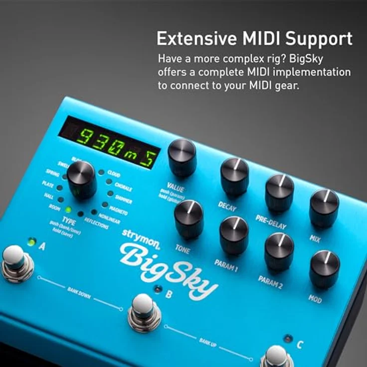 Strymon Big Sky, E-Gitarreneffekt mit 12 Reverb-Typen, 300 Presets, MIDI steuerbar, inklusive 9V Netzteil – Bild 6