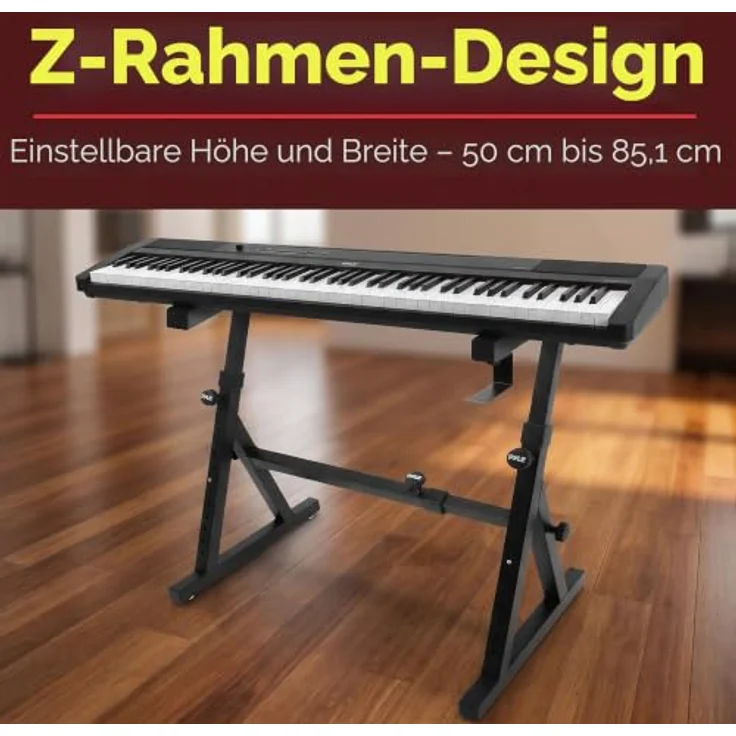 Pyle Z-Form Keyboard Ständer, höhenverstellbar und klappbar für Digital Piano und Keyboards mit 54–88 Tasten, schwarz – Bild 2