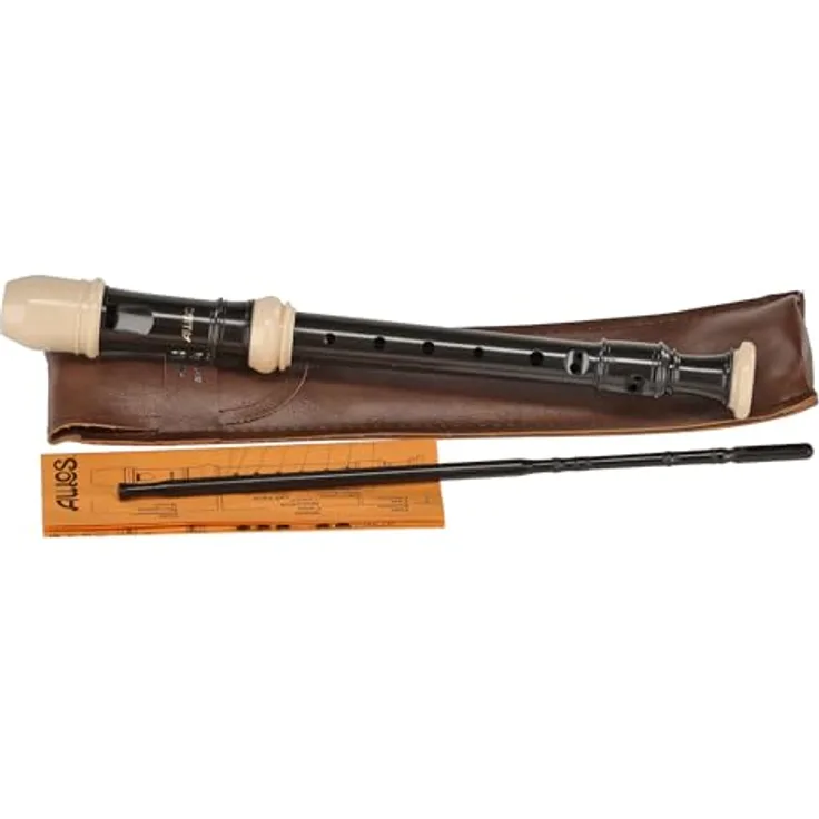 Aulos 507B Symphony Sopranino, 3-teilige Blockflöte mit barocker Griffweise, elfenbeinfarbigem Mundstück und Fußring, dunkelbrauner Korpus, inkl. Tasche