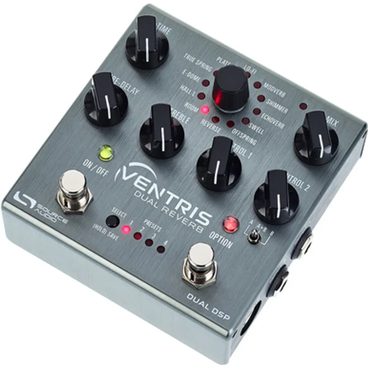 Source Audio Ventris Dual Reverb, Reverb Effekt Pedal mit 12 internen Engines, MIDI-fähig, Aluminium Gehäuse