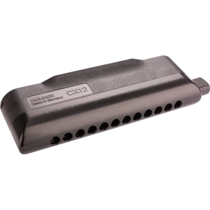 Hohner CX-12 Eb-Dur, Chromatische Mundharmonika mit 48 Tönen, schwarzes Kunststoffgehäuse, Messing-Stimmplatten – Bild 2