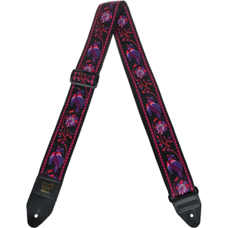 Ernie Ball Pleasant Pheasant, Gitarrengurt mit Jacquard-Muster, Länge 104-182 cm, Polypropylen, schwarz mit goldfarbenem Logo – Bild 1