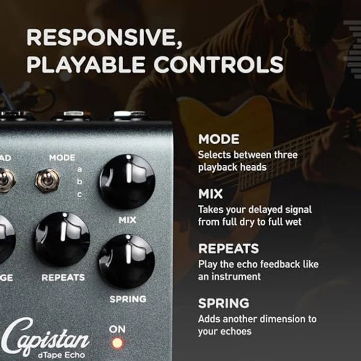 Strymon El Capistan V2, dTape Delay Effektpedal mit MIDI-Integration und Federhall, Made in USA – Bild 4