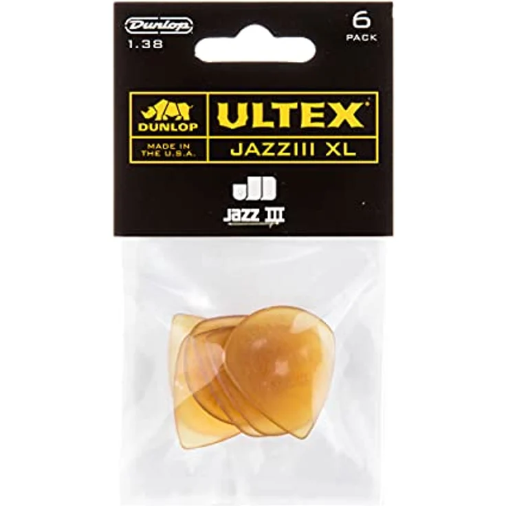 Dunlop Plectrum Ultex 427 Jazz III XL, 6er Pack, 1,38 mm Stärke, Tequila-Gold, vielseitiges Plektrum aus extrem hartem Material – Bild 4