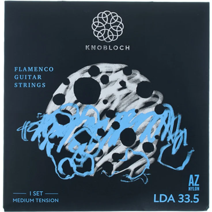 Knobloch Strings Luna Flamenca AZ Nylon 33.5, Saitensatz für Flamencogitarre mit sonorem Klang, Treble Azabache Nylon Elastic und Basssaiten Luna Double Silver