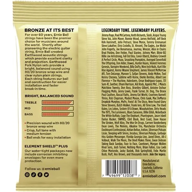 Ernie Ball Earthwood Rock and Blues Akustik-Gitarrensaiten, 80/20-Bronze, G-Saite nicht umwickelt, Stärke 10–52, hervorragende Klangprojektion und Klarheit – Bild 2