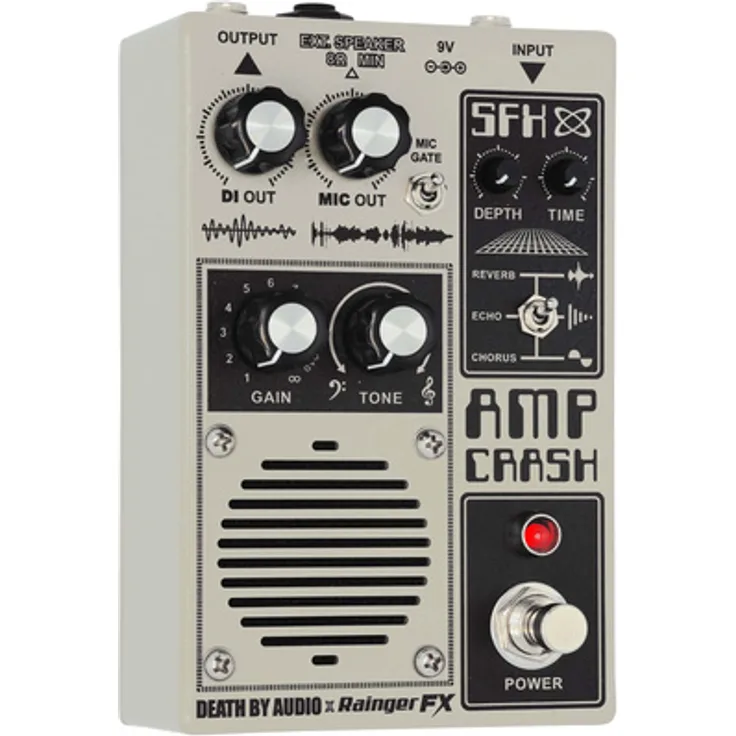 Death by Audio Crash - Amp Pedal, Overdrive-Pedal mit integriertem Verstärker, Fuzz und Effekten wie Reverb, Echo und Chorus, schwarz