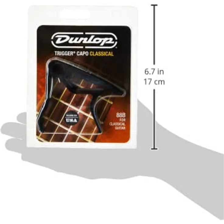 Dunlop Trigger Capo Classical BK, Kapodaster aus leichtem Flugzeugaluminium mit starker Feder und spezieller Polsterung, schwarz – Bild 2