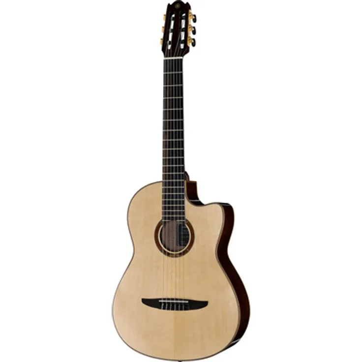 Yamaha NCX5 NAT, Akustisch-Elektrische Konzertgitarre mit massiver Fichtendecke und Walnussboden, Cutaway, Naturfinish, inkl. Gig Bag